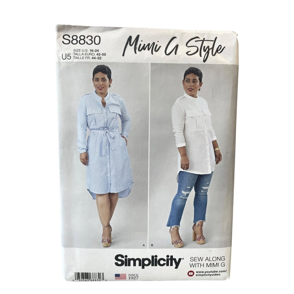 Simplicity S8830 Misses Petite Shirt Dress Tunic US 16-24 Mimi G Style